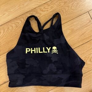 Black Camo Sports Bra with Yellow Print Lululemon